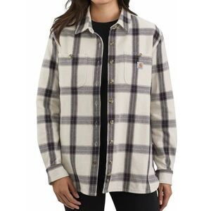 Carhartt Women's Loose Fit Heavyweight Twill Plaid Shirt Black & White Small